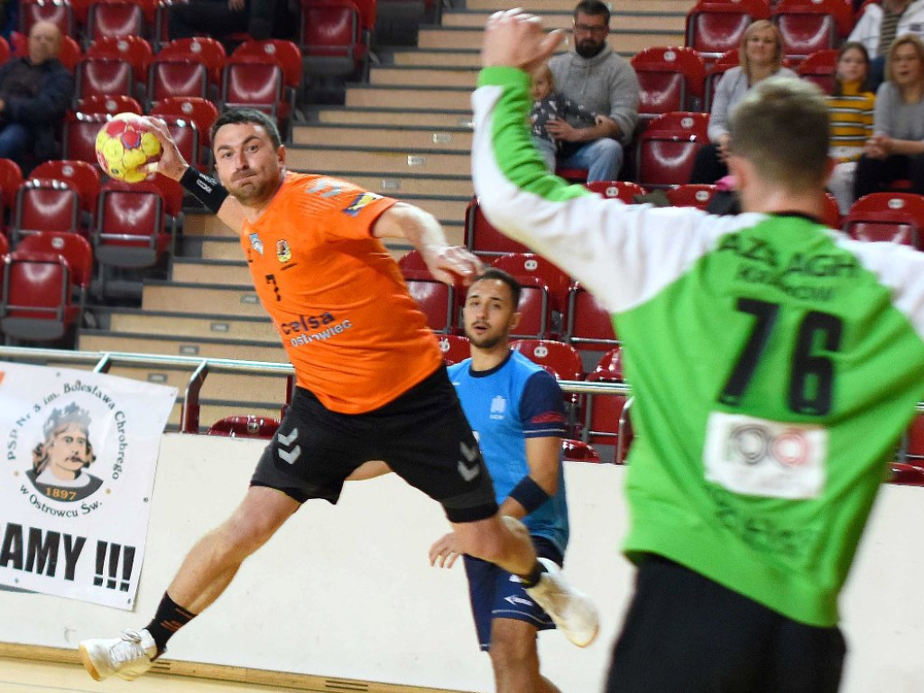 I liga piłki ręcznej mężczyzn. Grupa D. *KSZO Ostrowiec Świętokrzyski - AZS AGH Kraków 33:31