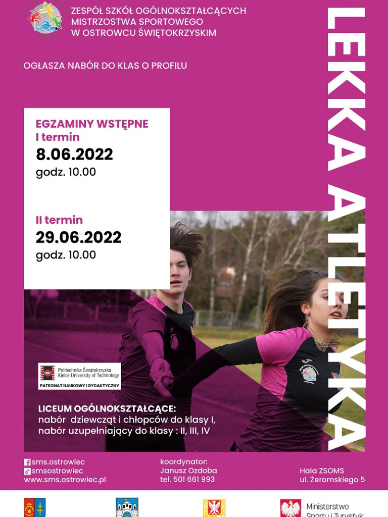 Zostań uczniem Szkoły Mistrzostwa Sportowego w Ostrowcu Świętokrzyskim! Trenerzy zapraszają na egzaminy!