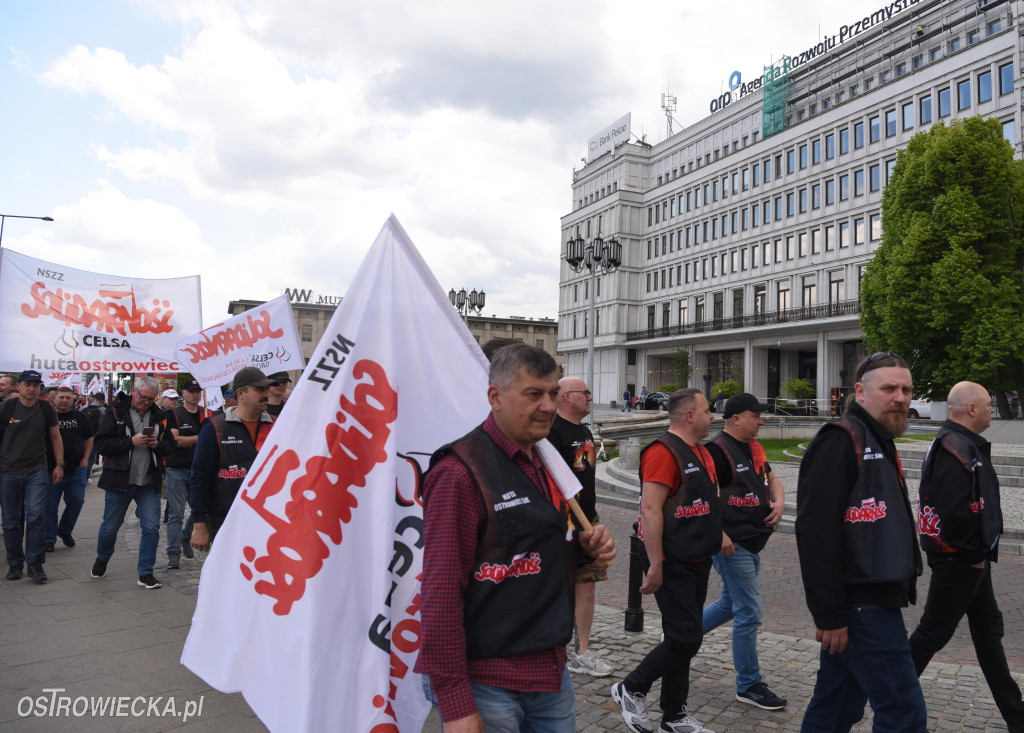 Protest hutników w Warszawie