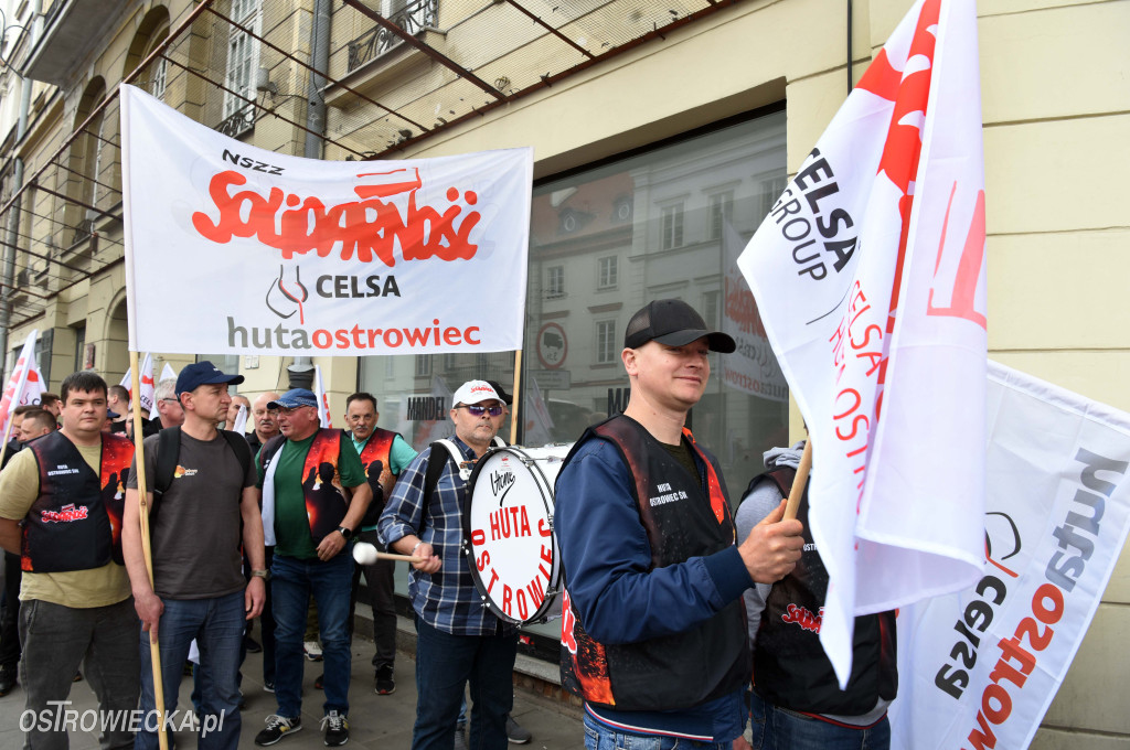 Protest hutników w Warszawie