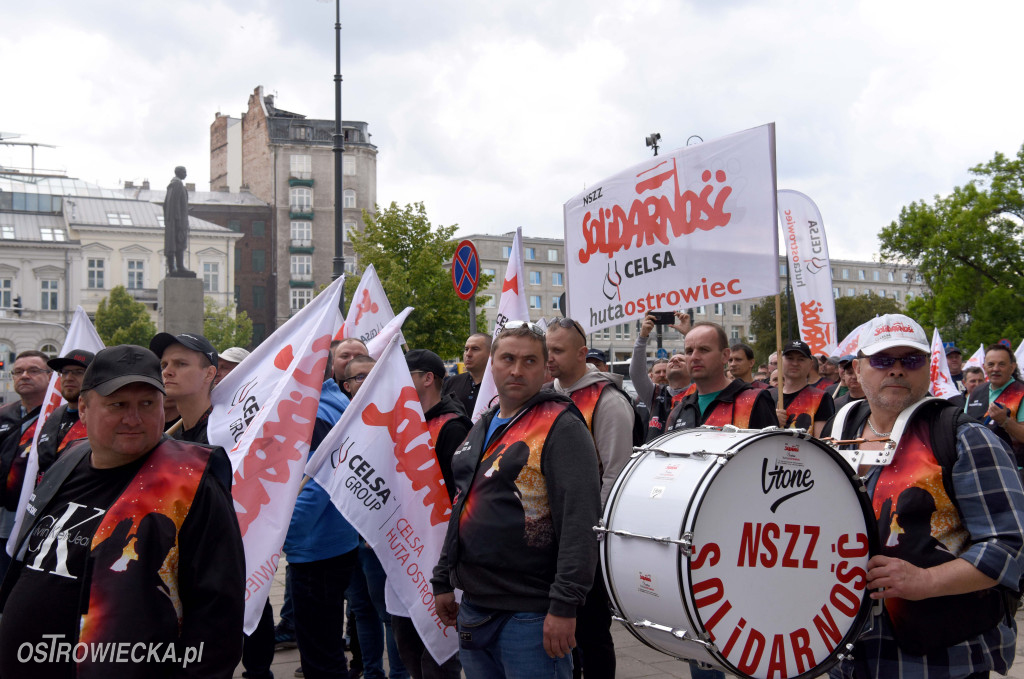 Protest hutników w Warszawie