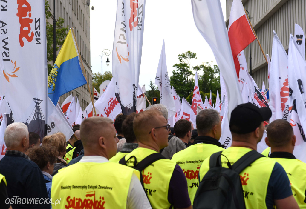 Protest hutników w Warszawie