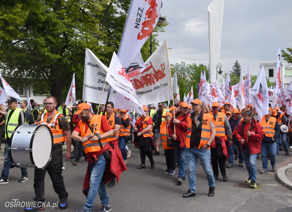 Protest hutników w Warszawie