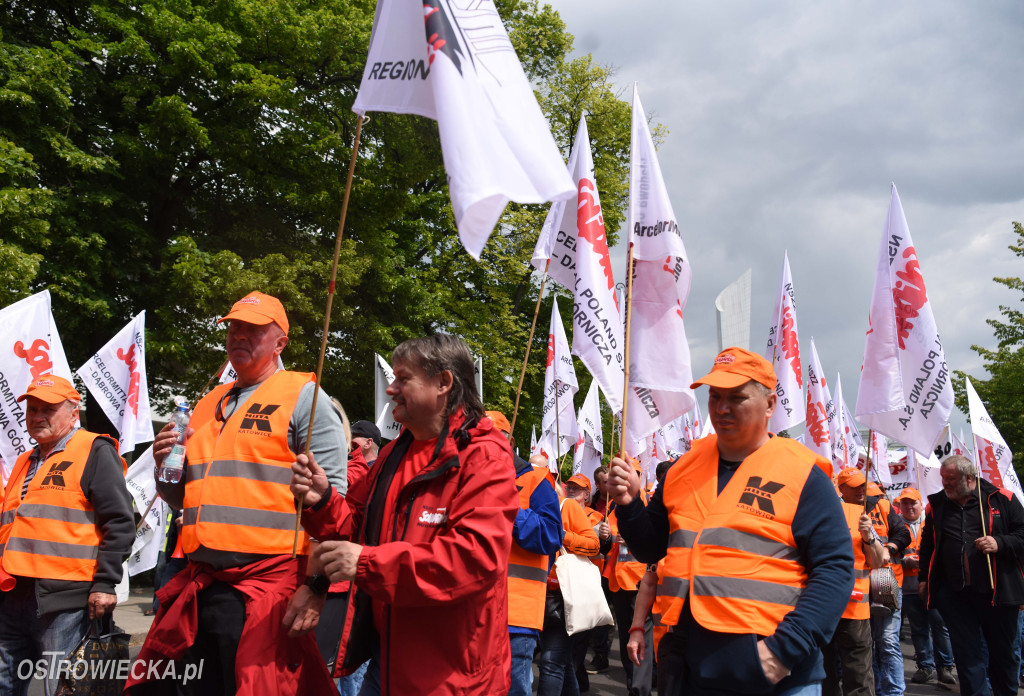 Protest hutników w Warszawie