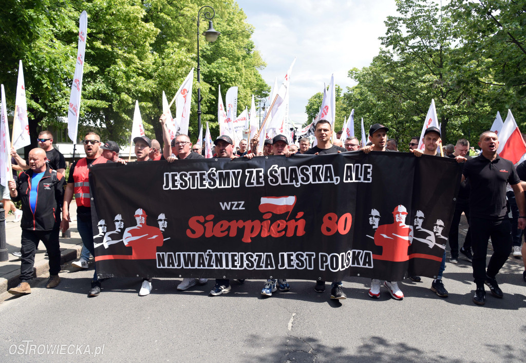 Protest hutników w Warszawie