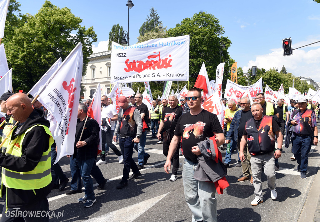 Protest hutników w Warszawie