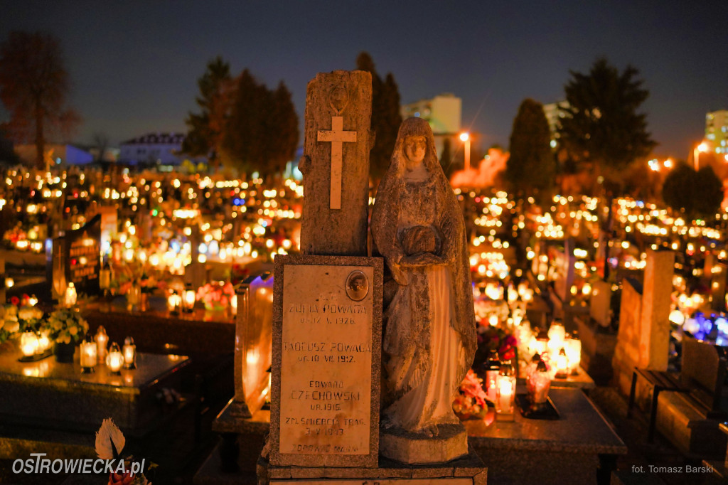 Cmentarz przy ul. Denkowskiej wieczorem