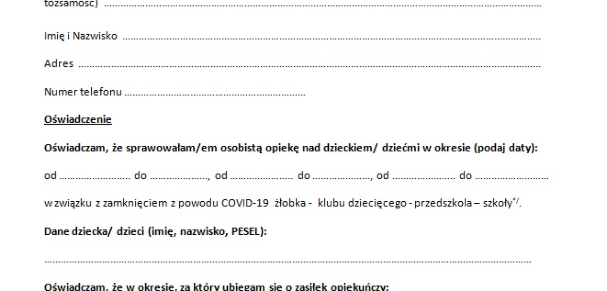 ZUS po zamknięciu żłobków, przedszkoli i szkół o dodatkowym zasiłku opiekuńczym dl
