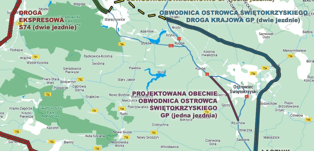 Tak może przebiegać nowy ślad obwodnicy Ostrowca Świętokrzyskiego