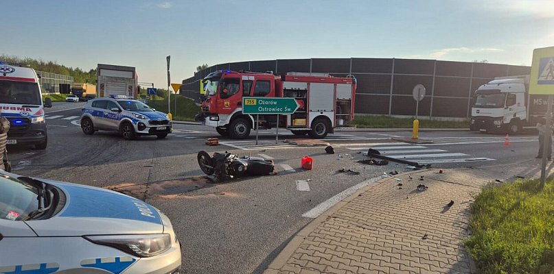 Wypadek z udziałem motocyklisty