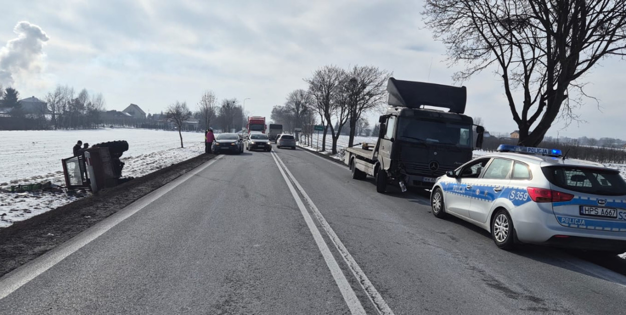 Zderzenie lawety z ciągnikiem rolniczym