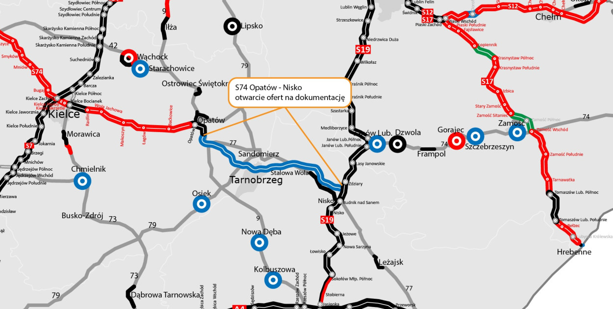 14 firm chce wykonać dokumentację dla S74 Opatów – Nisko